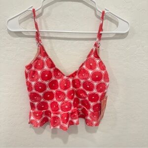 Kortni Jeane Grapefruit Tankini Top Women’s Small Hot Pink Peplum Ruffle Beach